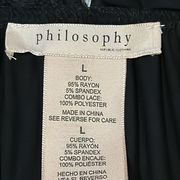 NWT Women’s Philosophy  Black long sleeve top. Size L - Picture 3 of 5
